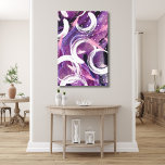 Modern Swirl Purple Haze Abstract 24"x36" Canvas Print<br><div class="desc">Add some special lighting for this one! A contemporary abstract with multiple sweeping swirls in shades of white and pink on a purple background with mixtures of black and gray will hold your attention and certainly become a conversation starter. A generously sized 24"x36" stretched canvas work of art that will...</div>
