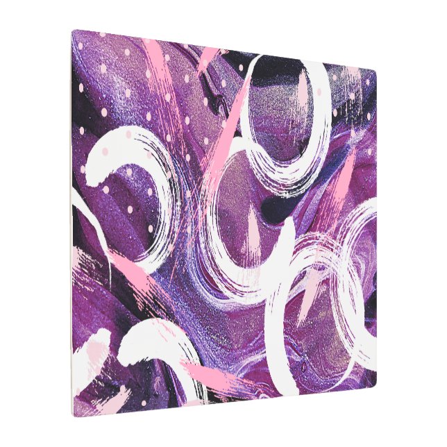 Modern Swirl Purple Haze Abstract Fine Metal Art (Angled)