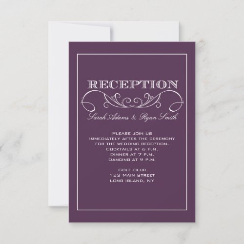 Modern Swirl Purple Reception Invitation