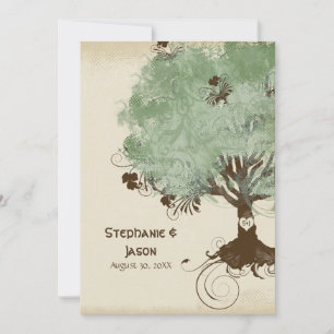Modern Swirl Scroll Tree of Life Spring Summer Art Invitation