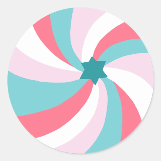 Modern Swirl Star of David Bar Bar Mitzvah Custom Classic Round Sticker (Front)