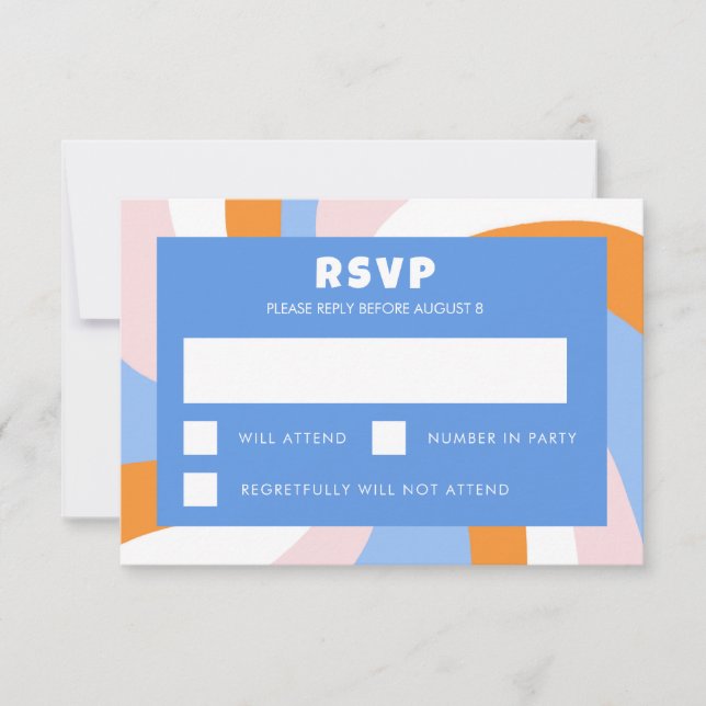 Modern Swirl Star of David Custom Bar Bat Mitzvah RSVP Card (Front)