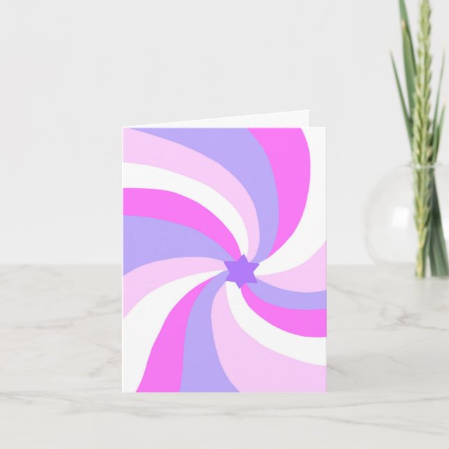 Modern Swirl Star of David Custom Bar Bat Mitzvah Thank You Card (Front)