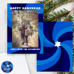 Modern Swirl Star of David HAPPY HANUKKAH CUSTOM Holiday Card<br><div class="desc">Perfect card to send for a Jewish celebration! Hand made art for you. FULLY CUSTOMIZABLE! Click on “Personalize” above to edit the text and add a photo. Click "edit using design tool" to adjust the fonts, colors and placements. Design is also available as digital download to send instantly and save...</div>