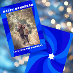 Modern Swirl Star of David HAPPY HANUKKAH CUSTOM Holiday Card<br><div class="desc">Perfect card to send for a Jewish celebration! Hand made art for you. FULLY CUSTOMIZABLE! Click on “Personalize” above to edit the text and add a photo. Click "edit using design tool" to adjust the fonts, colors and placements. Design is also available as digital download to send instantly and save...</div>