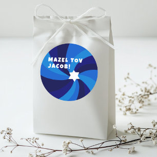 Modern Swirl Star of David MAZEL TOV CUSTOM Classic Round Sticker