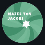 Modern Swirl Star of David MAZEL TOV CUSTOM Classic Round Sticker<br><div class="desc">Perfect sticker for a bat mitzvah, bar mitzvah or other Jewish celebration! Hand made art for you. FULLY CUSTOMIZABLE! Click on “Personalize” above to edit the text and add a name. Click "edit using design tool" to adjust the fonts, colors and placements and to add an inside design if you...</div>