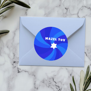 Modern Swirl Star of David MAZEL TOV Mitzvah Classic Round Sticker