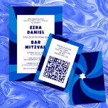 Modern Swirl Star of David QR Code Bar Bat Mitzvah Enclosure Card<br><div class="desc">Perfect enclosure or RSVP card for a bat mitzvah, bar mitzvah or other Jewish celebration! Hand made art for you. FULLY CUSTOMIZABLE! Click on “Personalize” above to edit the text and add your link to the QR code. Click "edit using design tool" to adjust the fonts, colors and placements and...</div>