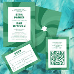 Modern Swirl Star of David QR Code Bar Bat Mitzvah Enclosure Card<br><div class="desc">Perfect enclosure or RSVP card for a bat mitzvah, bar mitzvah or other Jewish celebration! Hand made art for you. FULLY CUSTOMIZABLE! Click on “Personalize” above to edit the text and add your link to the QR code. Click "edit using design tool" to adjust the fonts, colors and placements and...</div>