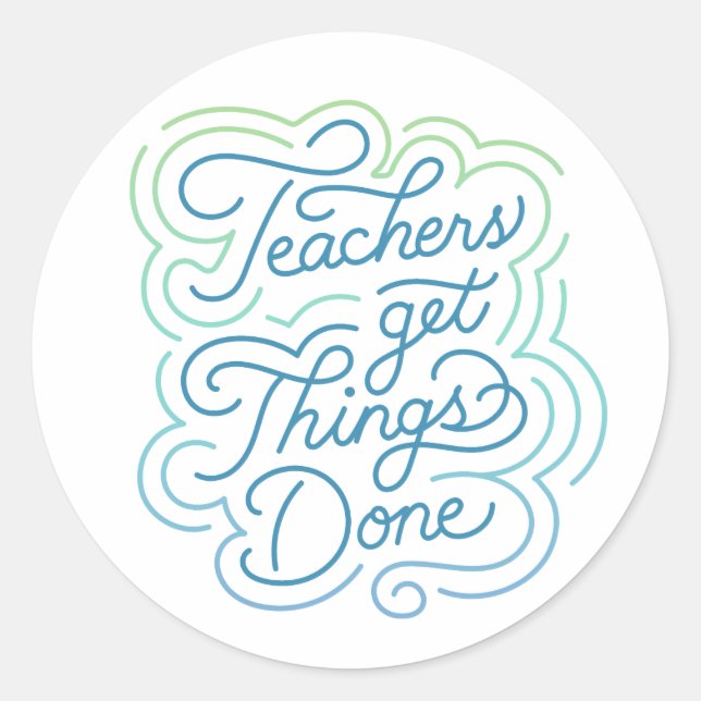 Modern Swirl Teachers Get Things Done Sticker (Front)