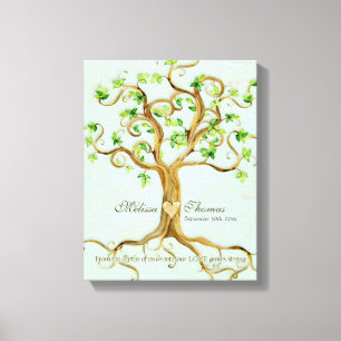 Modern Swirl Tree Roots Leaf Antique Parchment Canvas Print