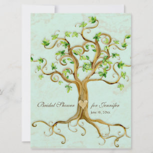 Modern Swirl Tree Roots Leaf Antique Parchment Invitation