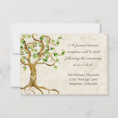 Modern Swirl Tree Roots Leaf Antique Parchment Invitation