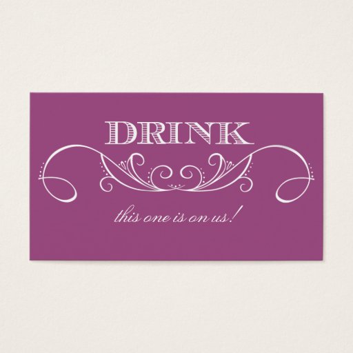 Customizable Modern Swirl Wedding Drink Ticket Business Cards