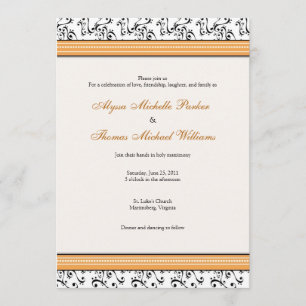 Modern Swirl Wedding Invitation (Orange)