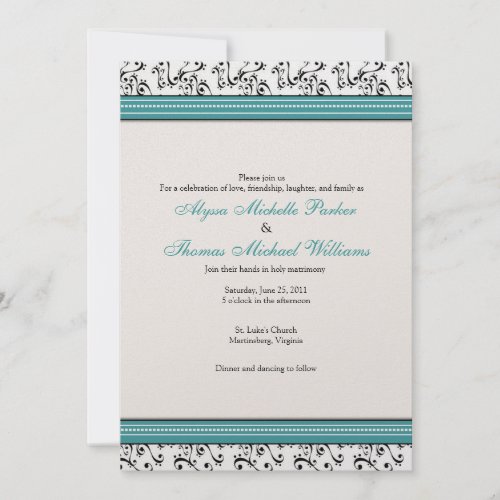 Modern Swirl Wedding Invitation (Teal)