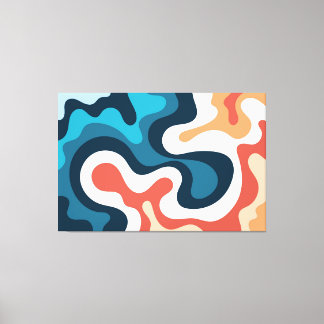Modern Swirling Colorful Waves Abstract Nature Art Canvas Print