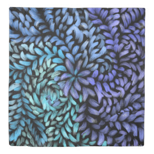 Modern swirling teal and blue petals canvas print duvet cover