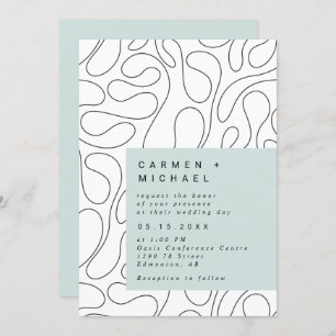Modern Swirls Background Box green Contemporary Invitation