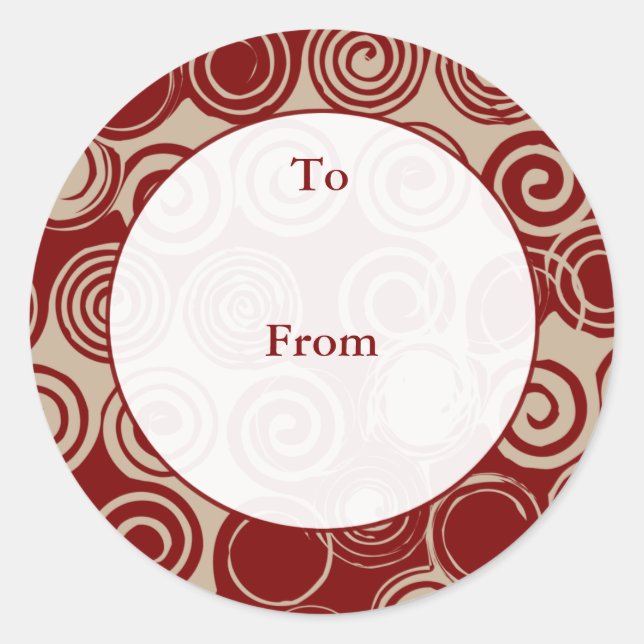 Modern Swirls Custom Gift Tags - Brown (Front)