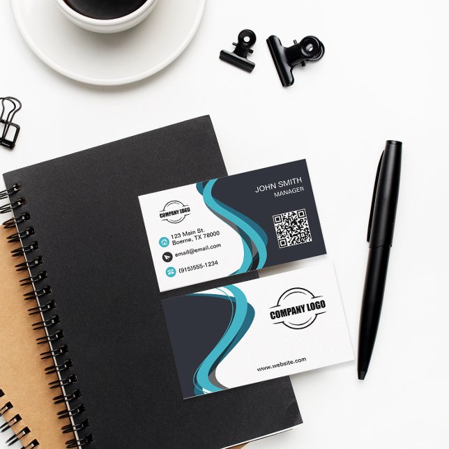 Modern Swirls Professional Business Card (Modern Blue Swirl Business Cards)