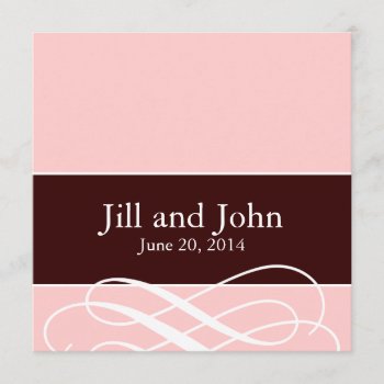 Modern Swirls Wedding Invitations Soft Pink Brown by epclarke at Zazzle