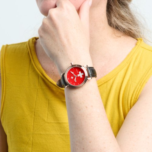 Modern Swiss Flag Watch Switzerland design Watch