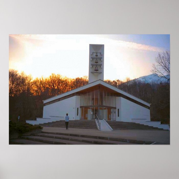 Modern Swiss parish church near Thun Print