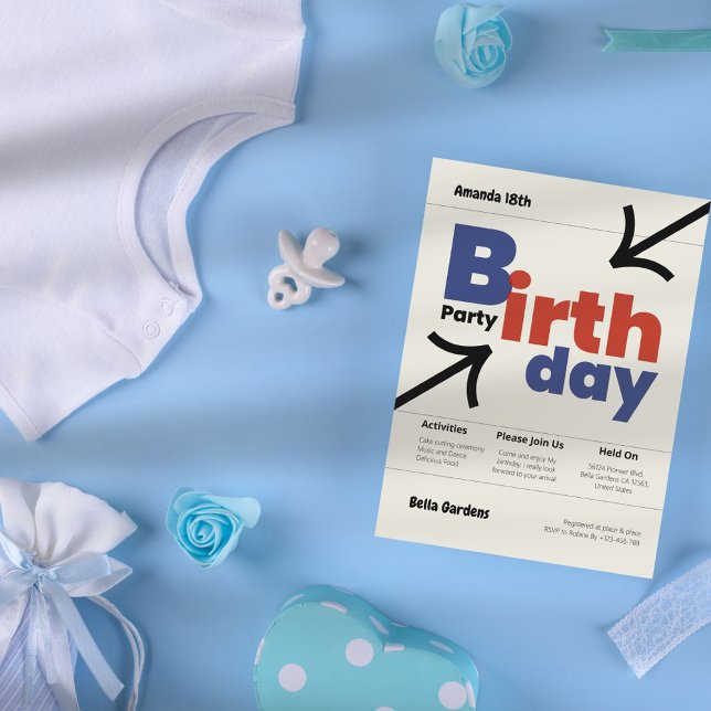 Modern Swiss Style Birthday Invitation (Creator Uploaded)