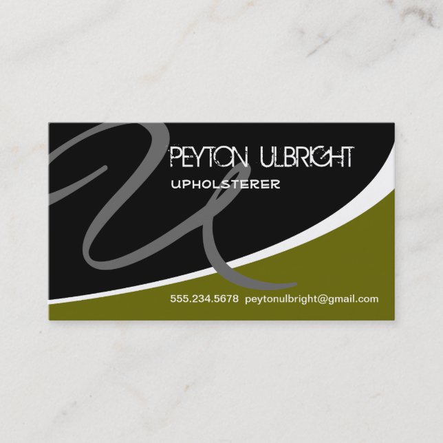 Modern Swoosh Monogram U Business Card (Front)