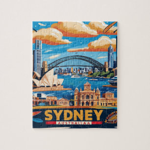 Modern Sydney Australia Travel Art Vintage Jigsaw Puzzle