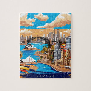 Modern Sydney Australia Travel Art Vintage Jigsaw Puzzle
