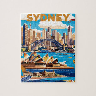 Modern Sydney Australia Travel Art Vintage Jigsaw Puzzle