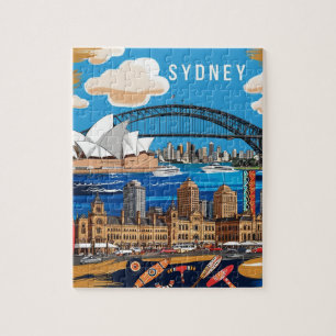 Modern Sydney Australia Travel Art Vintage Jigsaw Puzzle