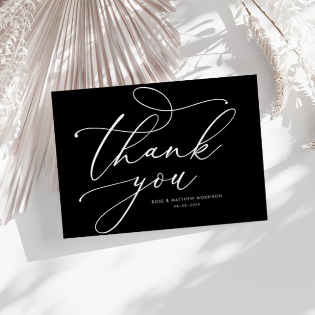 modern sylish white script wedding thank you card (Creator Uploaded)