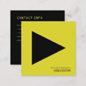 Modern symbolic play button yellow square business card (Front/Back)