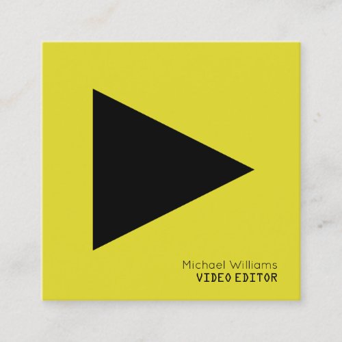 Modern symbolic play button yellow square business card