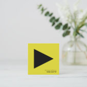 Modern symbolic play button yellow square business card (Standing Front)