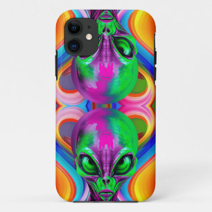 Modern Symmetric Colorful Double Head Alien  iPhone 11 Case
