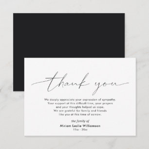 Modern Sympathy Acknowledgement Script Thank You Card