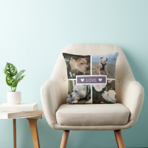 Modern Sympathy Pet Photos Collage Throw Pillow