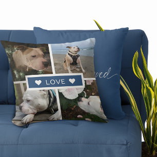 Modern Sympathy Pet Photos Collage Throw Pillow