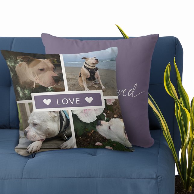 Modern Sympathy Pet Photos Collage Throw Pillow (Modern Sympathy Pet Photos Collage Throw Pillow)