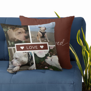 Modern Sympathy Pet Photos Collage Throw Pillow