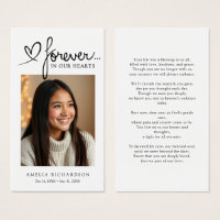 Modern Sympathy Photo Funeral Memorial Prayer Card