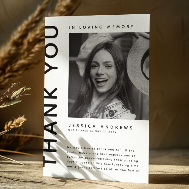 Modern Sympathy Photo Thank You Card (Creator Uploaded)