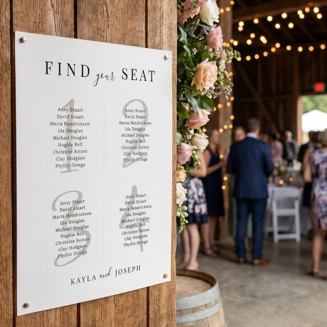 Modern Table 4 Seating Chart For Wedding Board (Creator Uploaded)