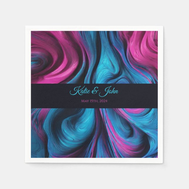 Modern Table Decor-Blue and Pink- Napkins (Front)