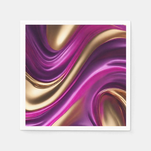 Modern Table Decor-Fuchsia Purple and Gold- Napkins (Front)